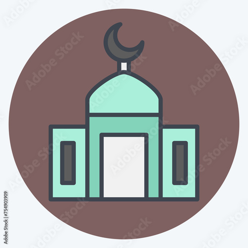 Icon Mosque. related to Ramadan symbol. color mate style. simple design editable. simple illustration