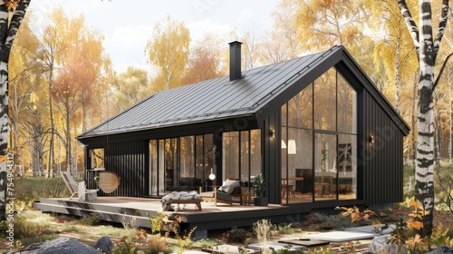 Small Modern Barn House with Black Vertical Boards Facade