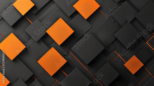 Black and Tangerine square shape background presentation design 