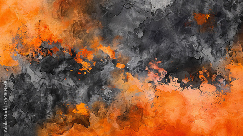 Black and Tangerine watercolor texture