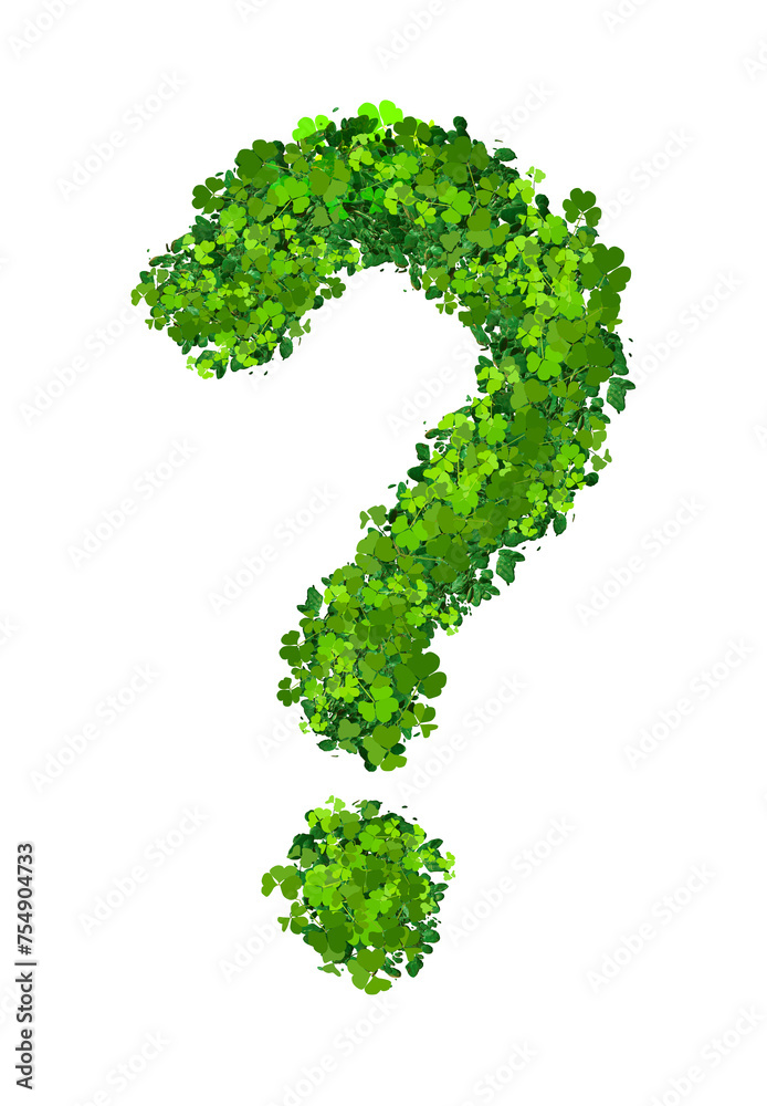 Question mark created from clover and green rocks Question mark created from clover and green rocks