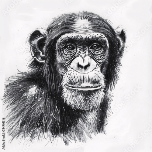 Chill Monkey A Cool Drawing of a Chimp with a Beard Generative AI