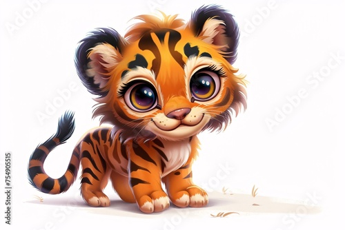 Cute Tiger Kitten with Eyeshadow Generative AI