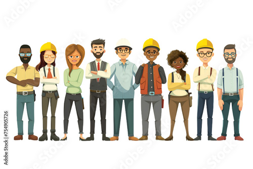cartoon style workforce isolated on transparent background symbolizes of labor day 
