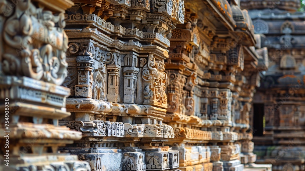 Obraz premium Ancient Stone Carvings A Glimpse into the Past Generative AI