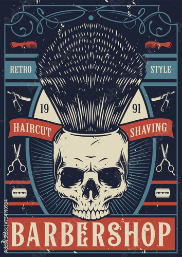 Hipster barbershop vintage flyer colorful