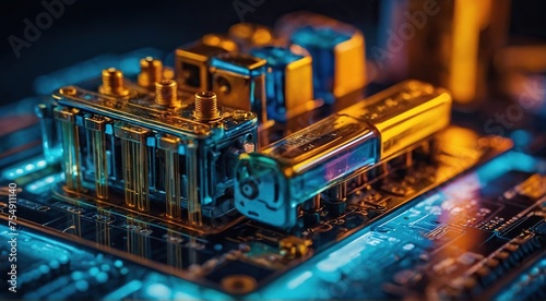 Machine Chip on a Circuit Board in an Electronics Factory High-Precision an Automated Assembly Line.