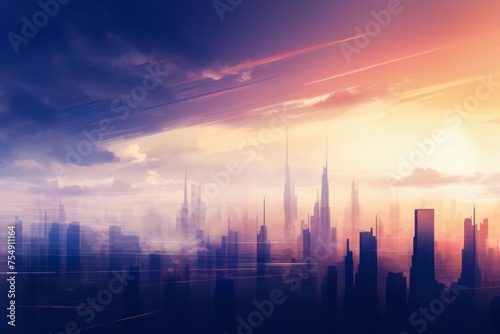 A futuristic cityscape on a distant planet towering skyscrapers reaching for the starsretrofuturism digital painting dreamy glow