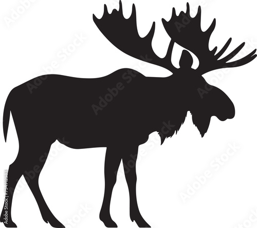 Moose Silhouette Vector Illustration White Background