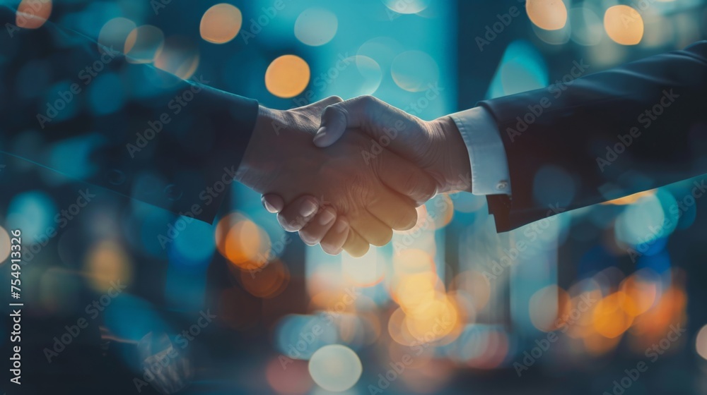 Businessmen making handshake with partner, greeting, dealing, merger ...