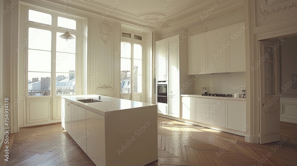 Fototapeta premium Contemporary and Minimalist White Kitchen