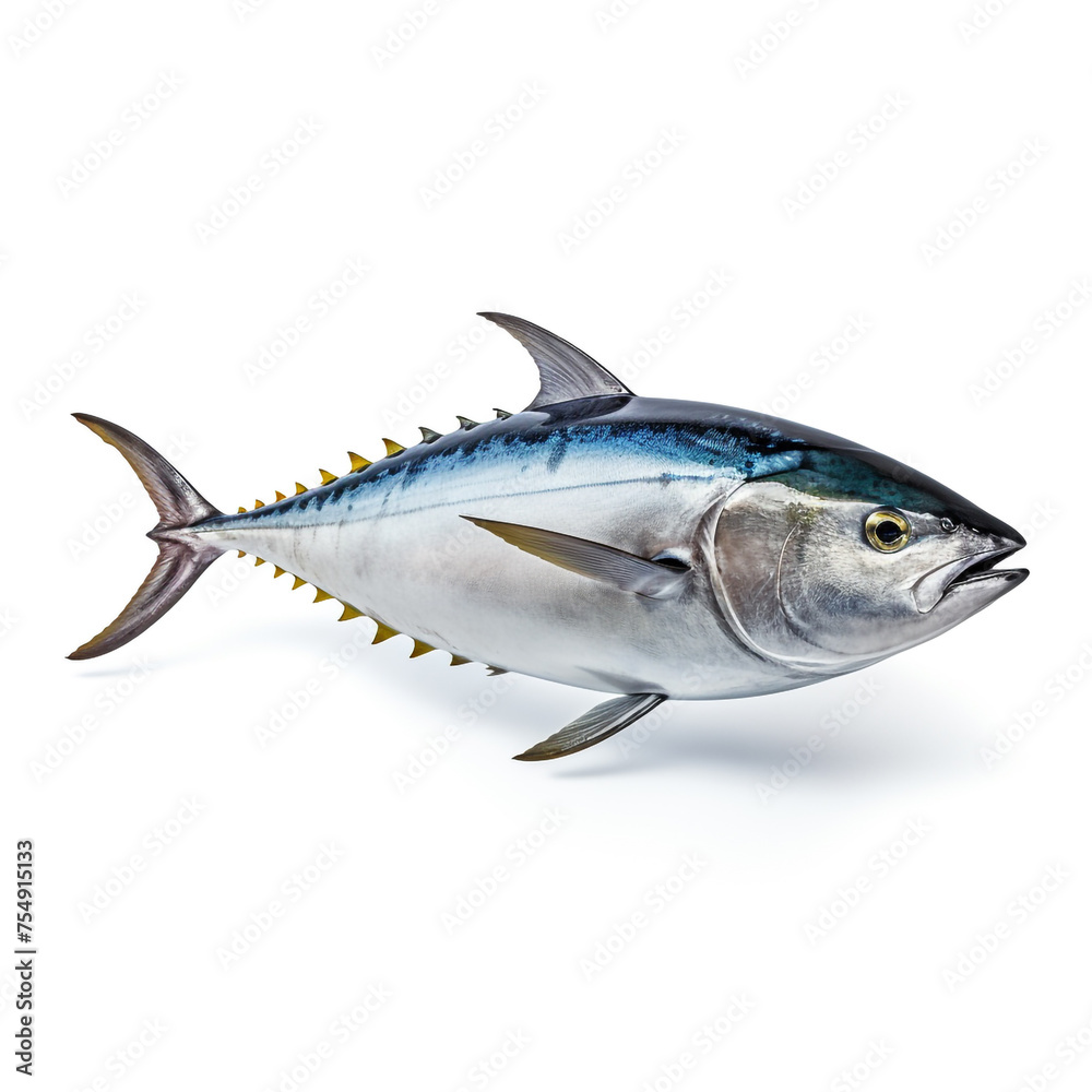tuna fish on white background сreated with Generative Ai tuna fish on white background сreated with Generative Ai