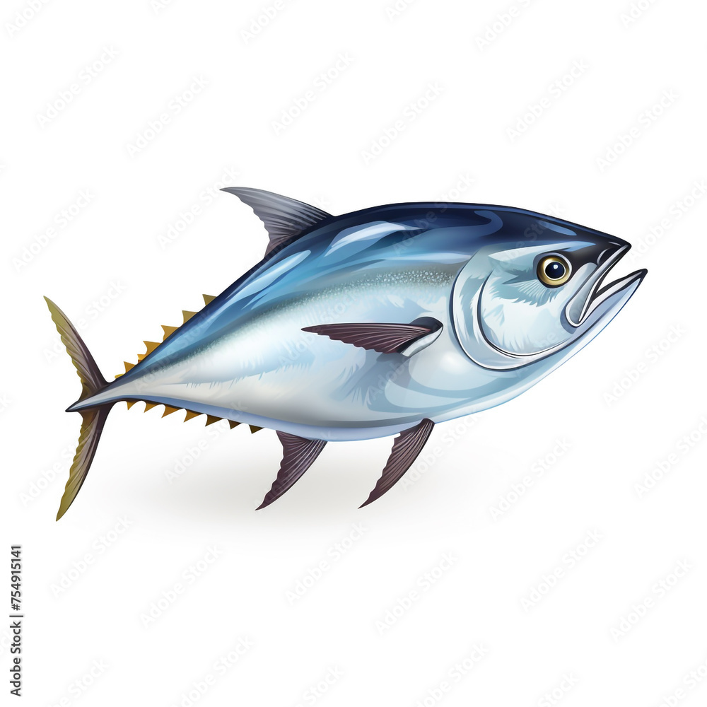 Fototapeta premium tuna fish on white background сreated with Generative Ai