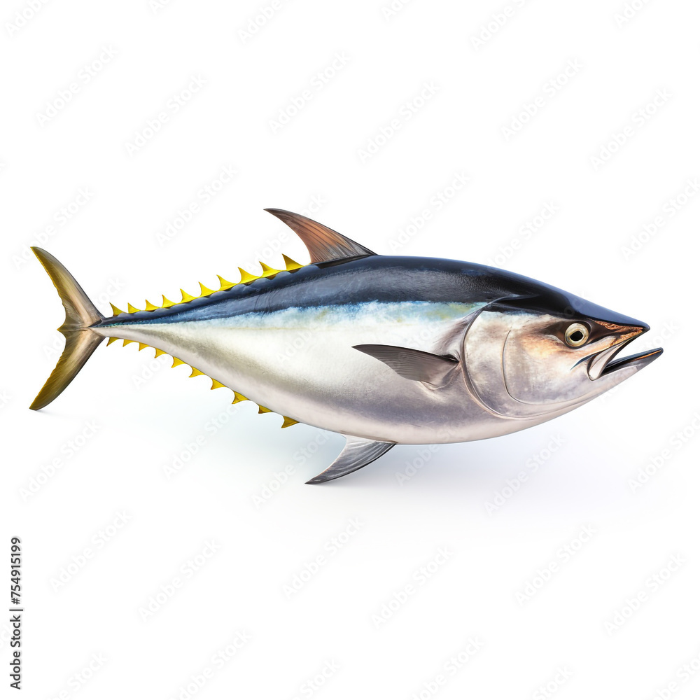 tuna fish on white background сreated with Generative Ai tuna fish on white background сreated with Generative Ai