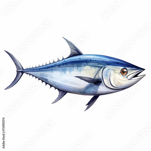 tuna fish on white background   reated with Generative Ai