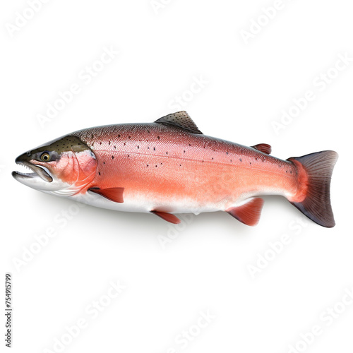 Salmon fish on white background сreated with Generative Ai