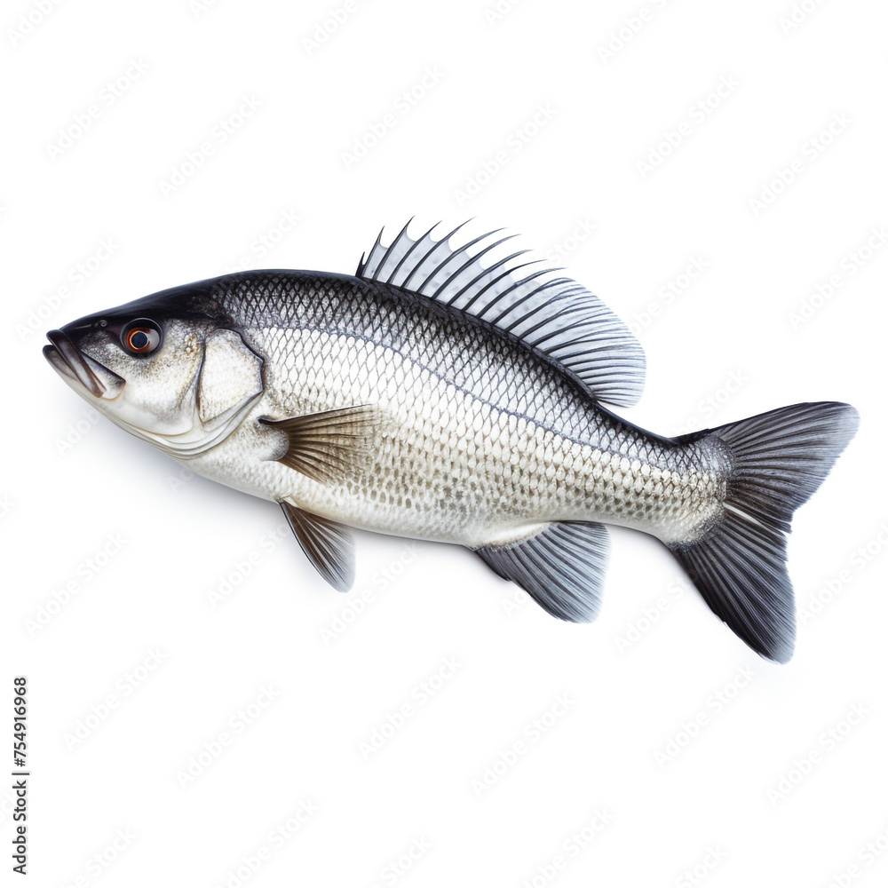 Sea bass fish on white background сreated with Generative Ai Sea bass fish on white background сreated with Generative Ai