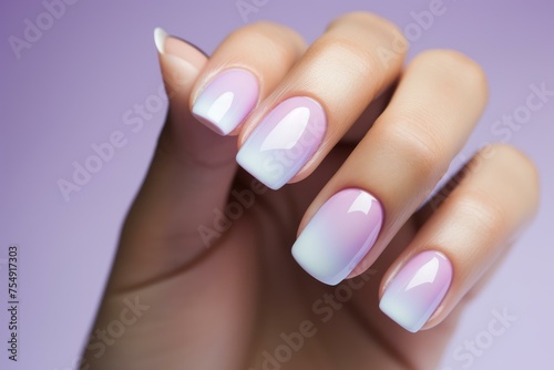 Minimalist Pastel color of nail polish beauty. Fashion spa design of hand. Generate Ai