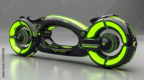 Electric Scooter with Wide Black and Green Wheels