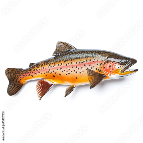 Trout fish on white background сreated with Generative Ai