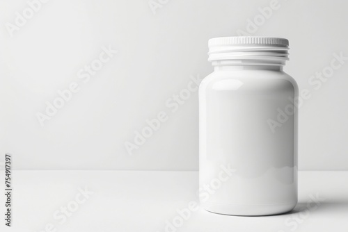 White Pill Bottle Isolated on White Background