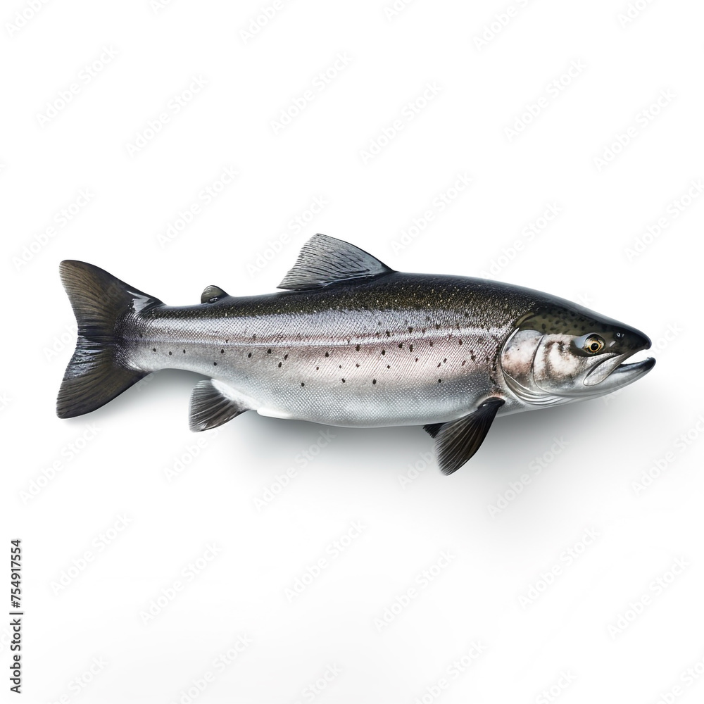 Obraz premium Trout fish on white background сreated with Generative Ai