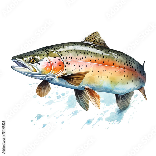 Trout fish on white background   reated with Generative Ai