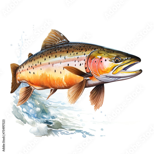 Trout fish on white background   reated with Generative Ai