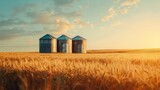 Silos in a Wheat Field, Storage of Agricultural Production