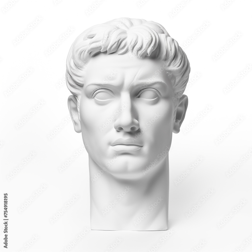 head of a plaster statue on a white background сreated with Generative Ai