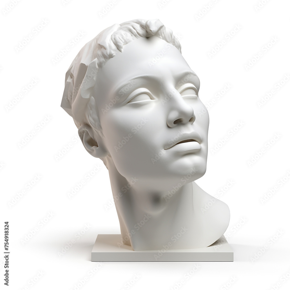 head of a plaster statue on a white background сreated with Generative Ai head of a plaster statue on a white background сreated with Generative Ai