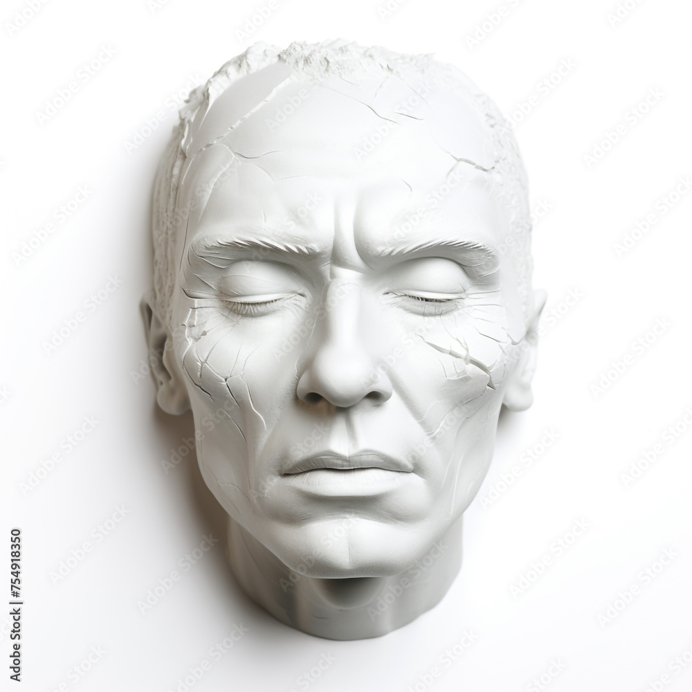 head of a plaster statue on a white background сreated with Generative Ai head of a plaster statue on a white background сreated with Generative Ai