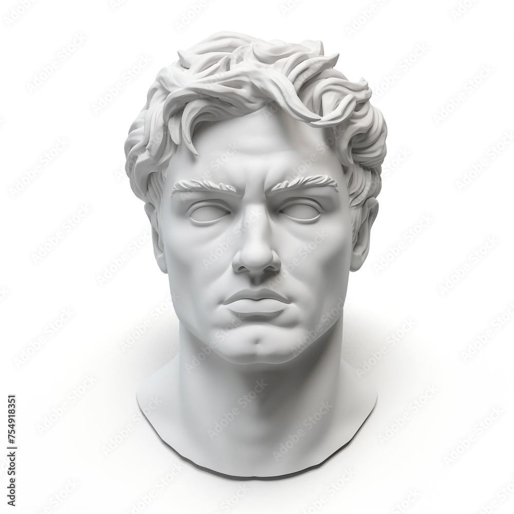 head of a plaster statue on a white background сreated with Generative Ai
