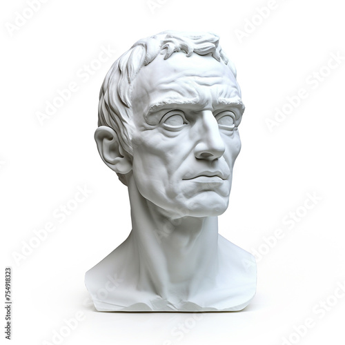 head of a plaster statue on a white background сreated with Generative Ai