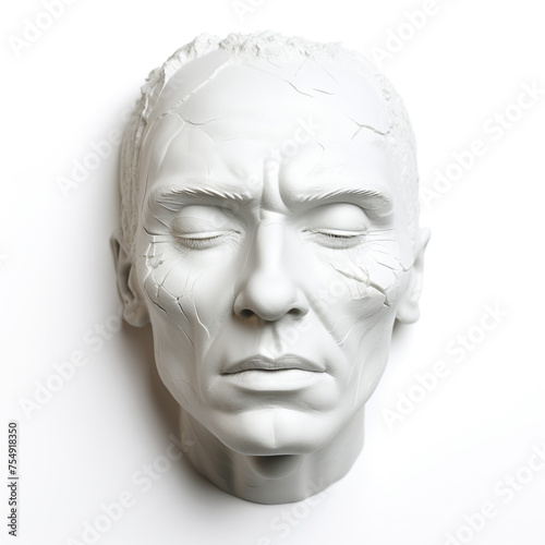 head of a plaster statue on a white background сreated with Generative Ai