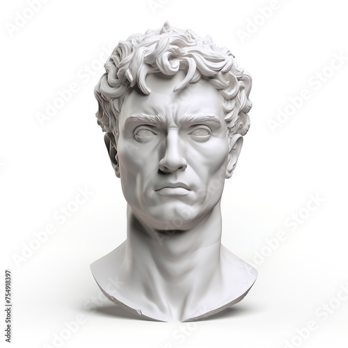 head of a plaster statue on a white background   reated with Generative Ai