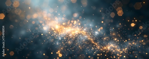 abstract background with Blue and gold particle. Christmas Golden light shine particles bokeh on navy blue background. Gold foil texture. Sparkle Texture. © Fabian Mohr