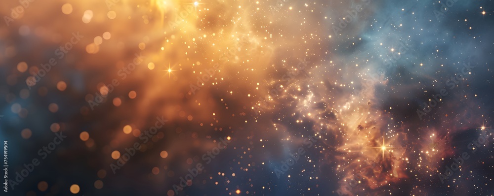 abstract background with Blue and gold particle. Christmas Golden light shine particles bokeh on navy blue background. Gold foil texture. Sparkle Texture.