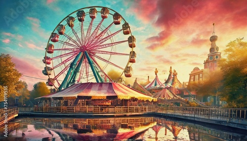 Wallpaper Mural ferris wheel at night Torontodigital.ca