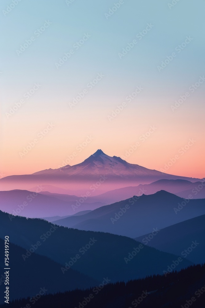 Solitary Mountain Peak in Minimalist Landscape