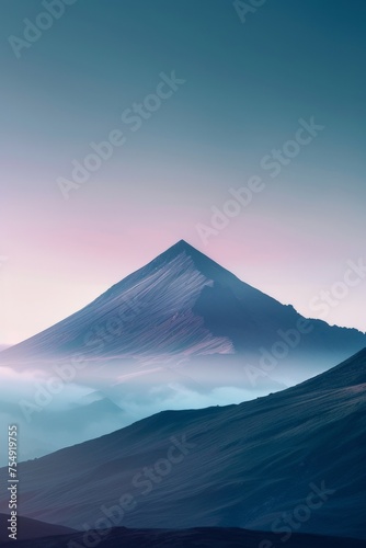 Solitary Mountain Peak in Minimalist Landscape