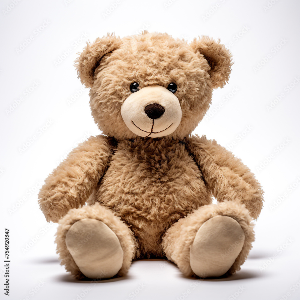 soft toy, teddy bear on a white background сreated with Generative Ai