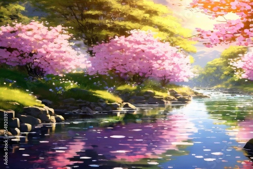 cherry blossom sakura garden  spring nature background