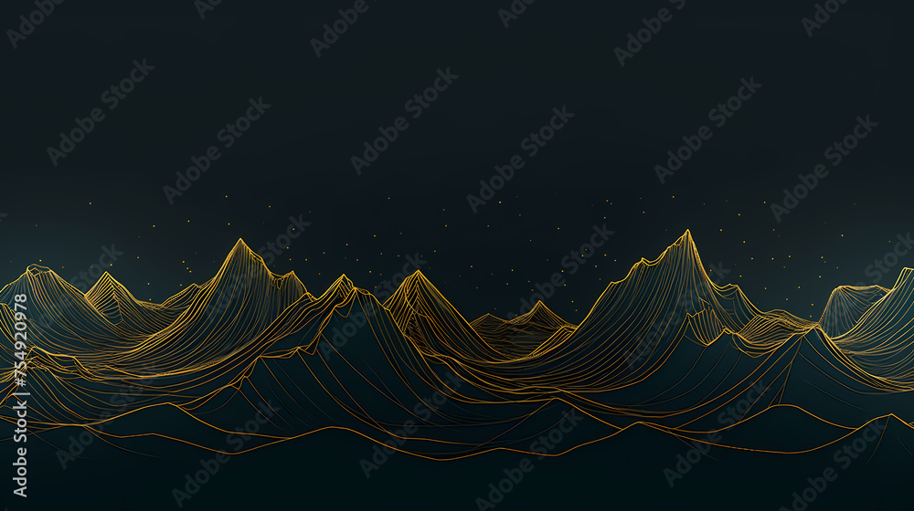 Mountain in oriental style, abstract art banner with geometric pattern