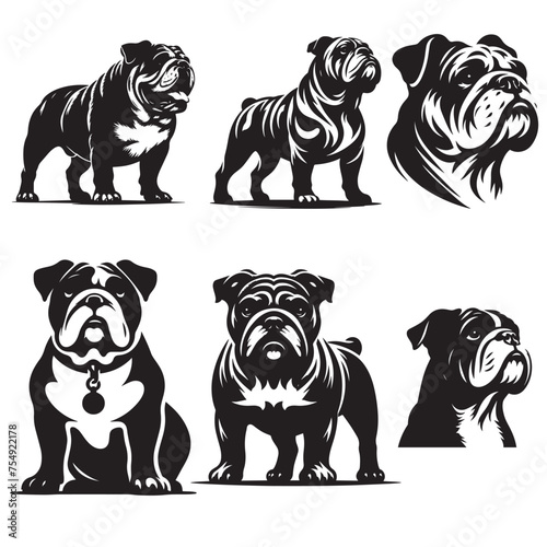bulldog Vector silhouettes collection isolated on white background  © AIiman
