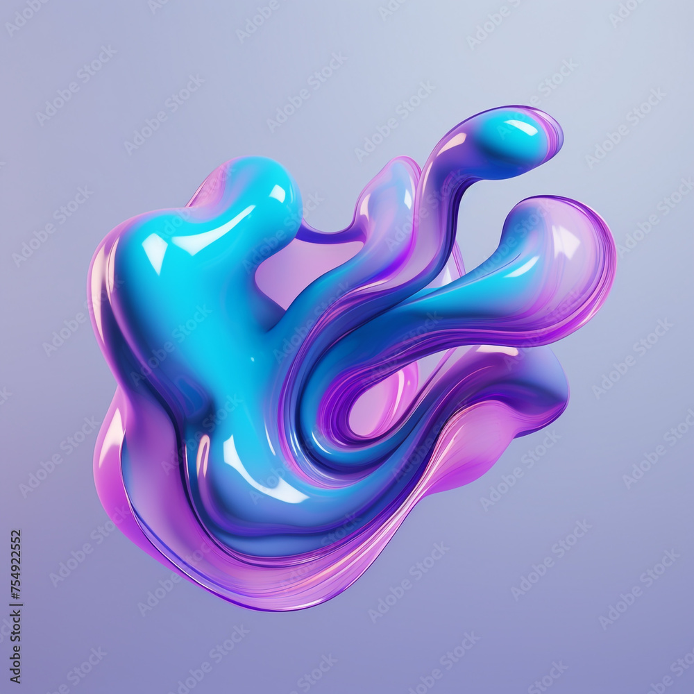 Blue and purple gradient color floating liquid blob сreated with Generative Ai Blue and purple gradient color floating liquid blob сreated with Generative Ai