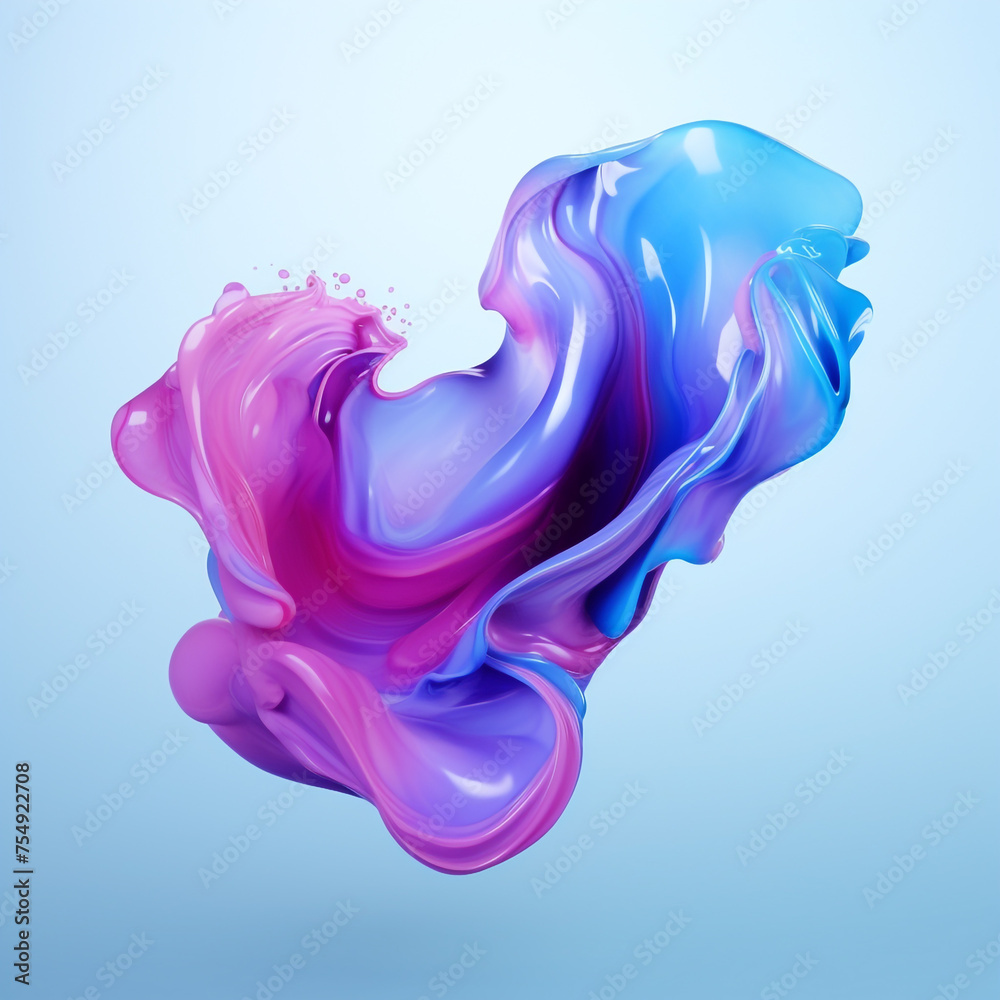 Obraz premium Blue and purple gradient color floating liquid blob сreated with Generative Ai