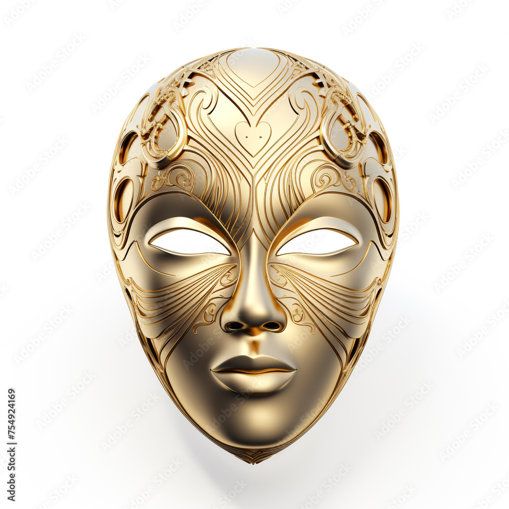 golden mask on a white background сreated with Generative Ai