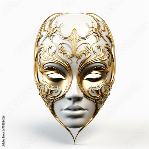 golden mask on a white background сreated with Generative Ai