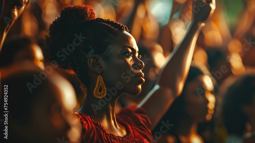 Sunset Serenity at Music Festival, elegant woman caught in a moment of peaceful reflection amidst a vibrant music festival, the warm sunset lighting amplifying her serene expression